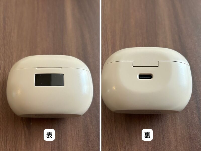 ダイソーG134充電ケースの前面デザインと、裏面のUSB Type-C充電ポート